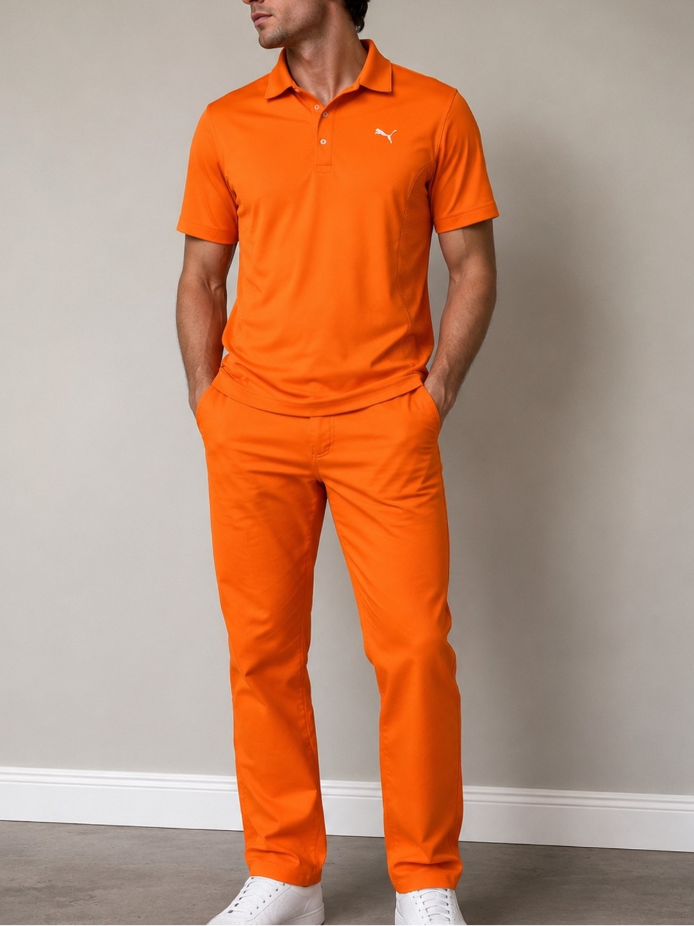 Puma Orange Golf Polo & Pants Matching Set Men’s Small 30/32